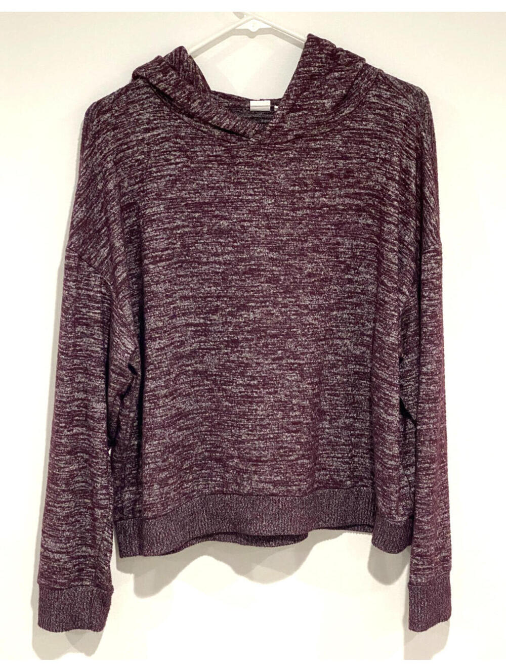 Gap Cropped Hoodie Red / Maroon Women's Size Large Sweatshirt Stretch Space Dye